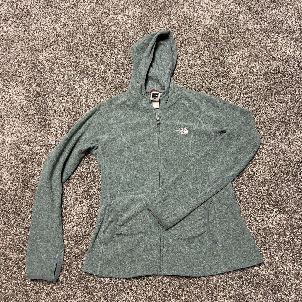 The North Face Women's Full Zip Hoodie Green Size‎ S Long Sleeve Fleece Polartec